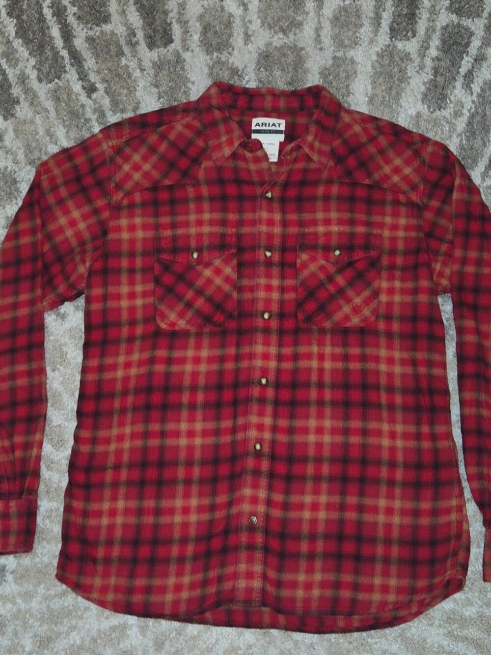 Ariat Men's Heber Retro Cranberry Crimson Button Up Size L
